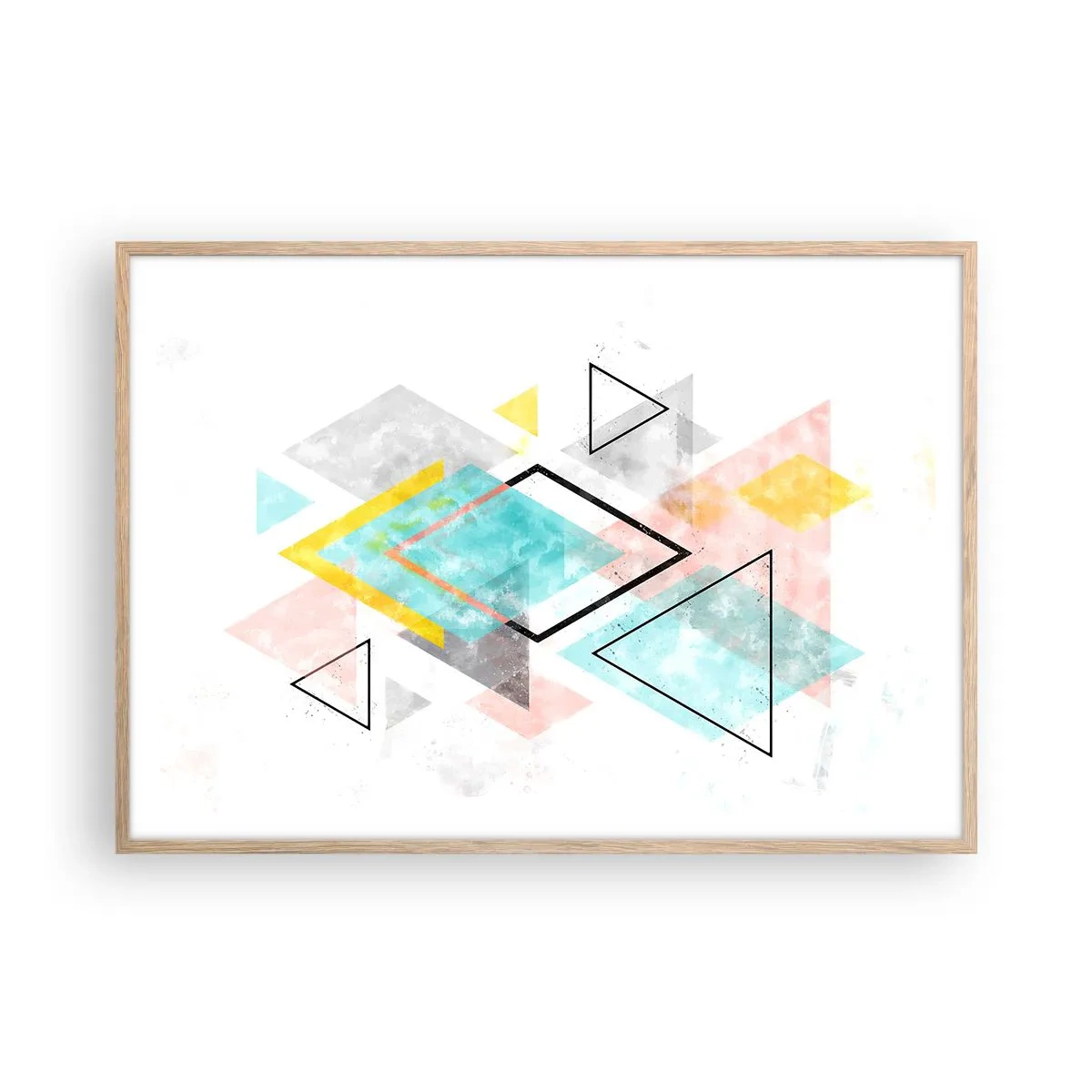 Póster en marco roble claro - Un juego geométrico - 100x70 cm
