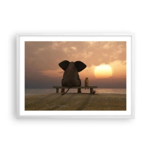 Póster en marco blanco - Es bueno estar en silencio juntos - 70x50 cm