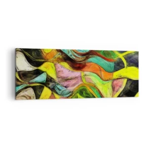 Cuadro sobre lienzo - Impresión de Imagen - Una composición abstracta con manchas de colores y líneas dinámicas. - 140x50cm - El movimiento es la vida - Decoración de pared moderna para salón y dormitorio ARTTOR