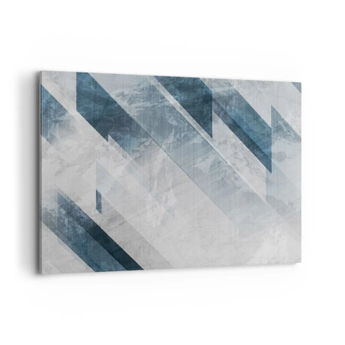 Cuadro sobre lienzo - Impresión de Imagen - Líneas abstractas en tonos grises y azules. - 100x70cm - Composición espacial - movimiento de grises - Decoración de pared moderna para salón y dormitorio ARTTOR