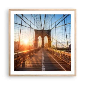 Póster en marco roble claro - En el puente dorado - 60x60 cm