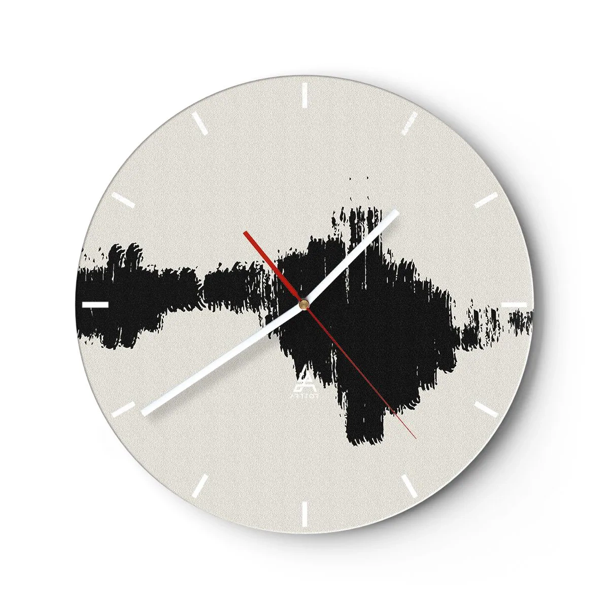 Reloj de pared - Reloj de vidrio - Pincelada negra sobre un fondo claro en estilo abstracto - 30x30cm - Vibraciones de la imaginación - Decoración de pared moderna para salón, cocina y dormitorio ARTTOR