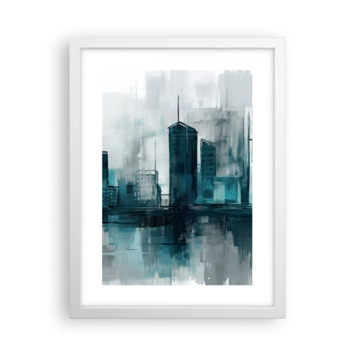 Póster en marco blanco - Ciudad color lluvia - 30x40 cm