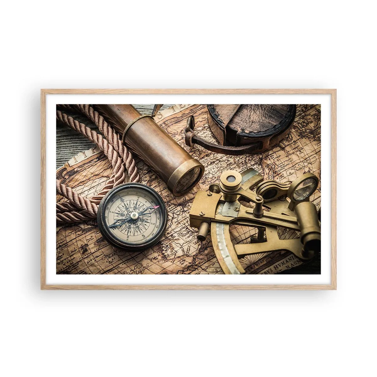 Póster en marco roble claro - Establecer un rumbo - 91x61 cm