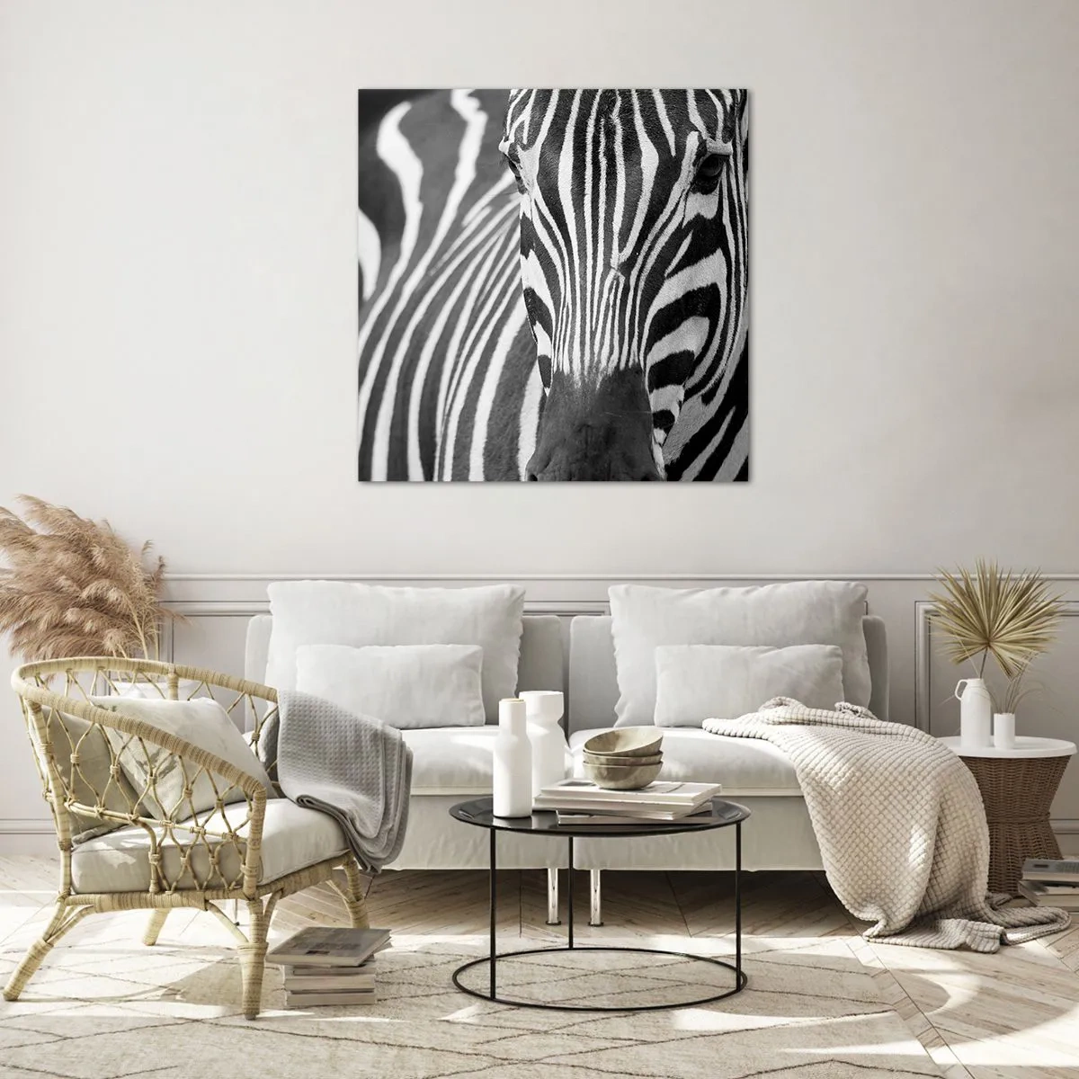 Cuadro sobre vidrio - Impresiones sobre Vidrio - El mundo es blanco y negro - 40x40 cm