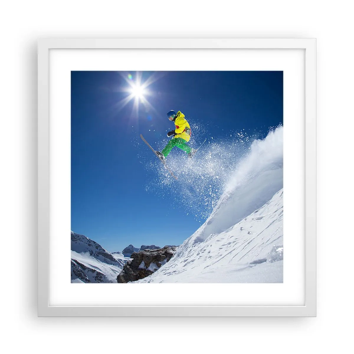 Póster en marco blanco - Bailando con las montañas - 40x40 cm