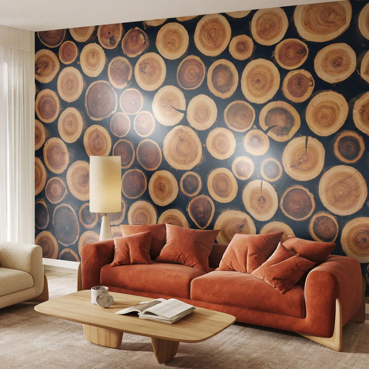 Fotomural Premium Sand - ¿Qué edad tengo? - Tronco de arbol, Bosque, Pedazo - 450x315 cm