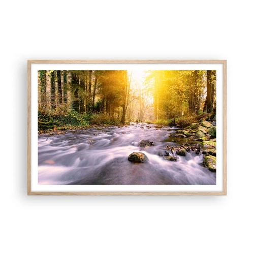 Póster en marco roble claro - Malaquita en un marco de plata y oro - 91x61 cm