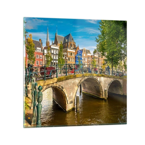 Cuadro sobre vidrio - Impresiones sobre Vidrio - Primavera en el canal - 70x70 cm