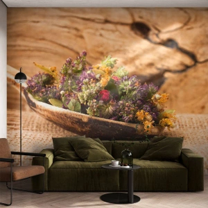 Fotomural Autadhesivo Deluxe Sticker - Flores coloridas y hierbas aromáticas - Naturaleza, Hierbas secas, Cocina - 250x175 cm