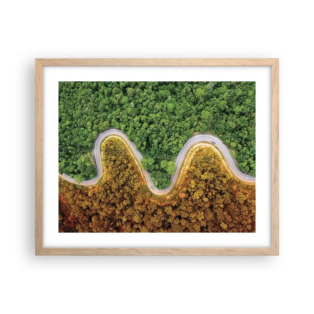 Póster en marco roble claro - Frontera serpenteante - 50x40 cm