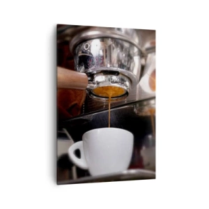 Cuadro sobre lienzo - Impresión de Imagen - Primer plano de una máquina de café preparando una dosis fresca de espresso - 70x100cm - El mejor momento del día - Decoración de pared moderna para salón y dormitorio ARTTOR