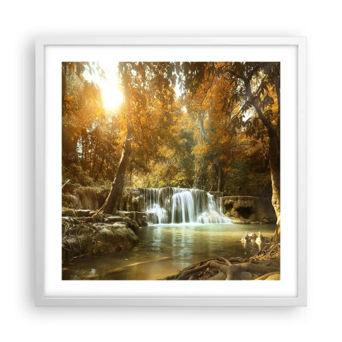 Póster en marco blanco - Una cascada en el parque - 50x50 cm