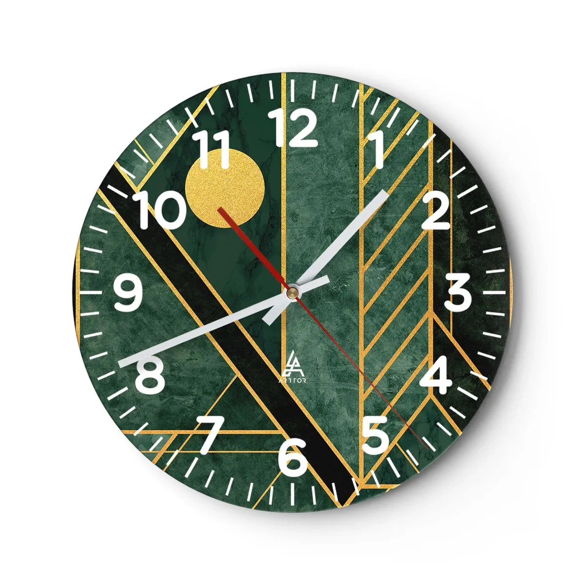 Reloj de pared - Reloj de vidrio - La dinámica del oro y el azul - 40x40 cm