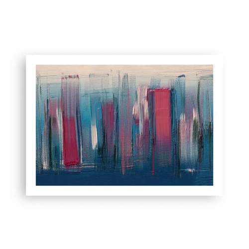Póster - Composición vertical en azul y rojo - 70x50 cm