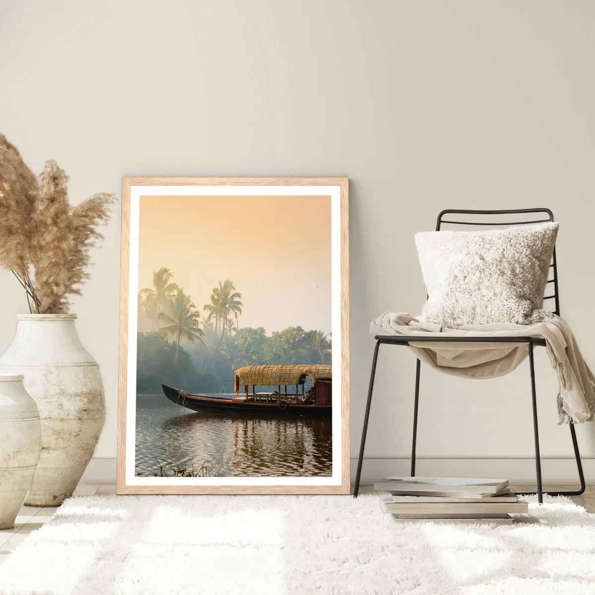 Póster en marco roble claro - Casa en el río - 61x91 cm