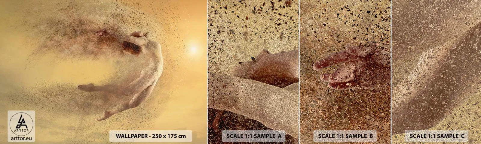 Muestra de fotomural Premium Sand - En una exaltación danzante - Abstracción, Mujer, Gráficos - 100x30 cm