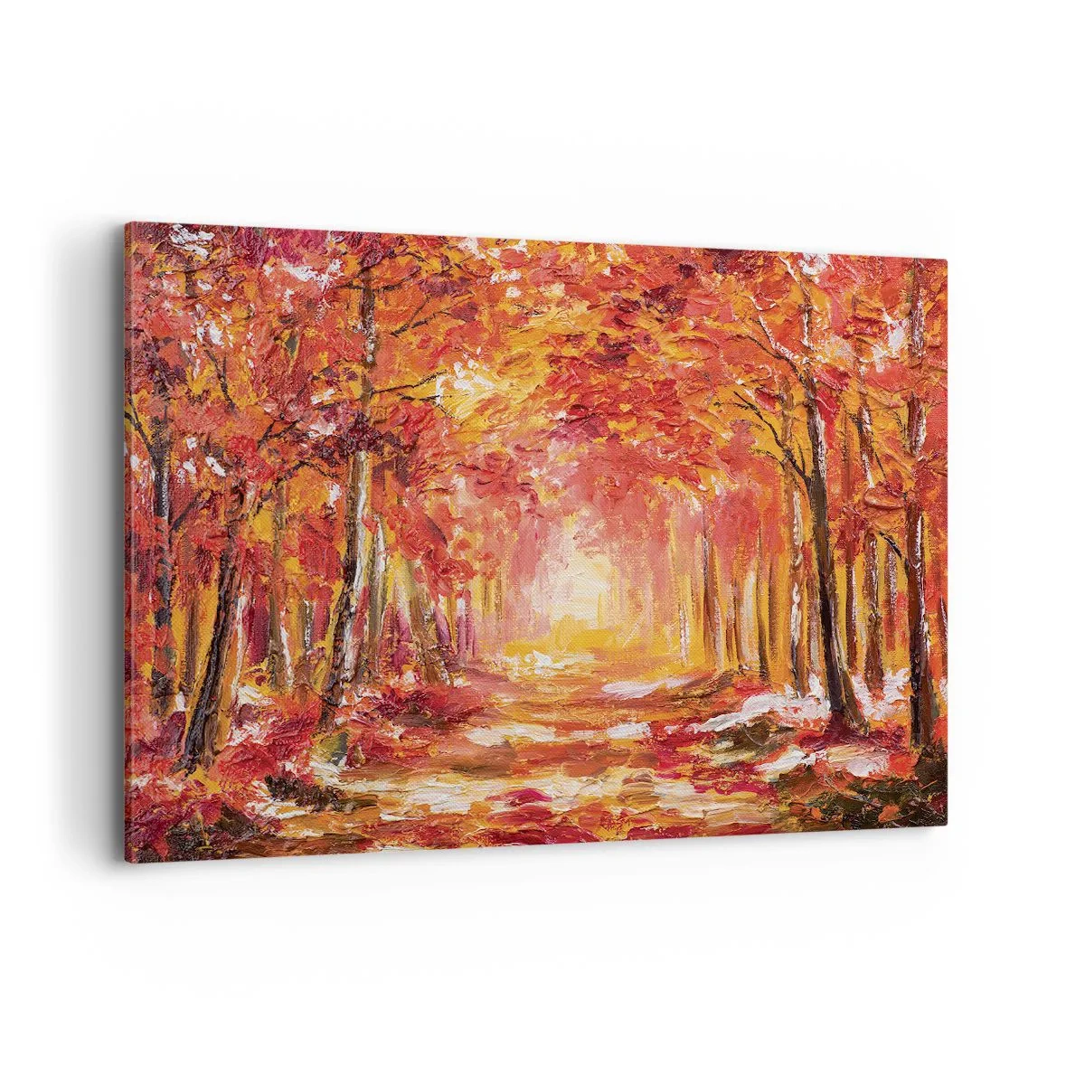 Cuadro sobre lienzo - Impresión de Imagen - Bosque otoñal en tonos cobre y dorado. - 120x80cm - Bosque de cobre - Decoración de pared moderna para salón y dormitorio ARTTOR