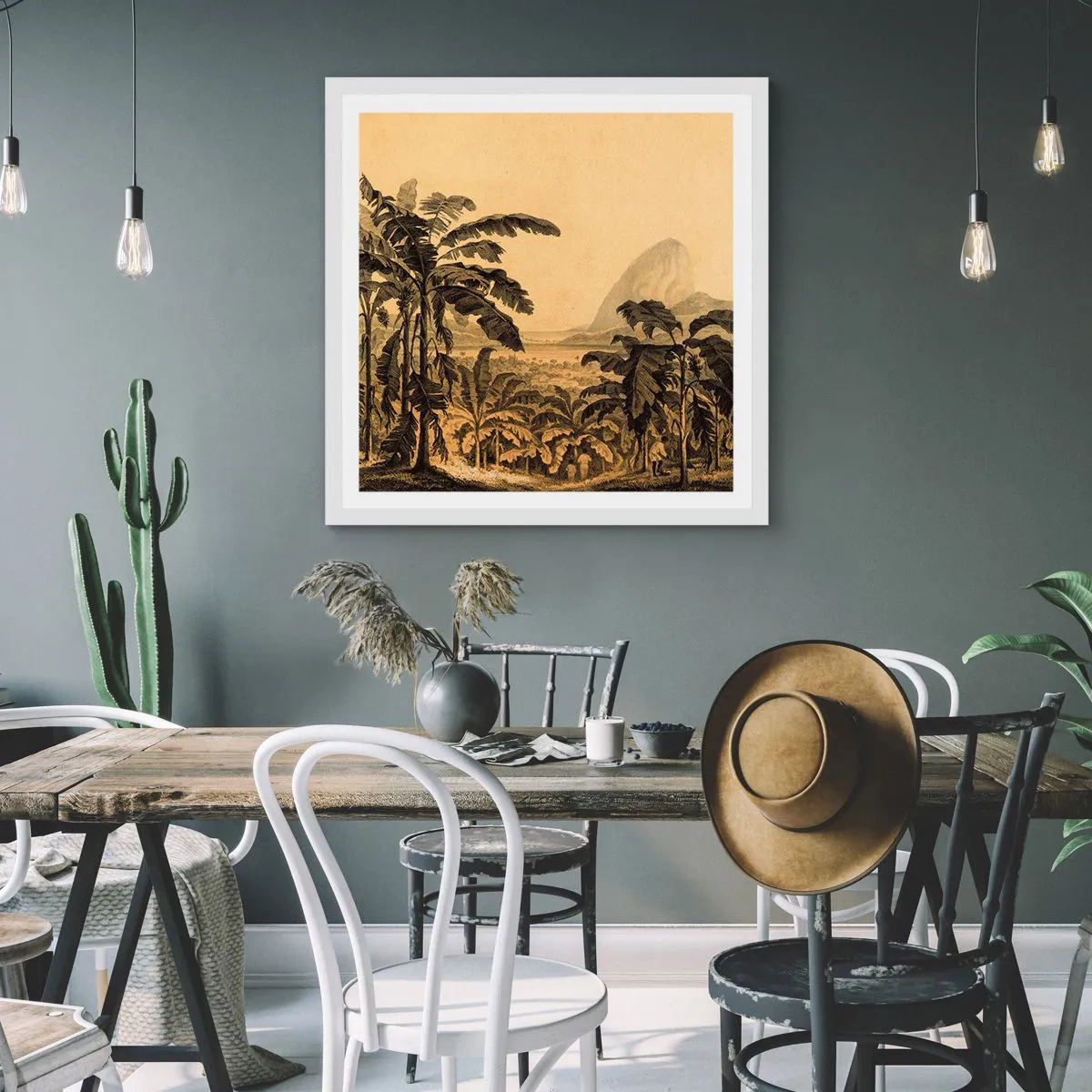 Póster en marco blanco - En un ambiente colonial - 30x30 cm