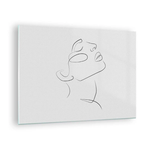 Cuadro sobre vidrio - Impresiones sobre Vidrio - Boceto de contorno del rostro de una mujer mirando hacia arriba - 70x50cm - Meandros de un sueño - Decoración de pared moderna para salón y dormitorio ARTTOR