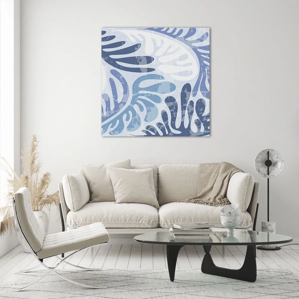 Cuadro sobre vidrio - Impresiones sobre Vidrio - Helechos azules - 30x30 cm