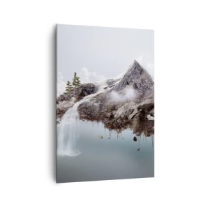 Cuadro sobre lienzo - Impresión de Imagen - Una montaña surrealista flotando en las nubes con una cascada. - 70x100cm - Isla surrealista - Decoración de pared moderna para salón y dormitorio ARTTOR