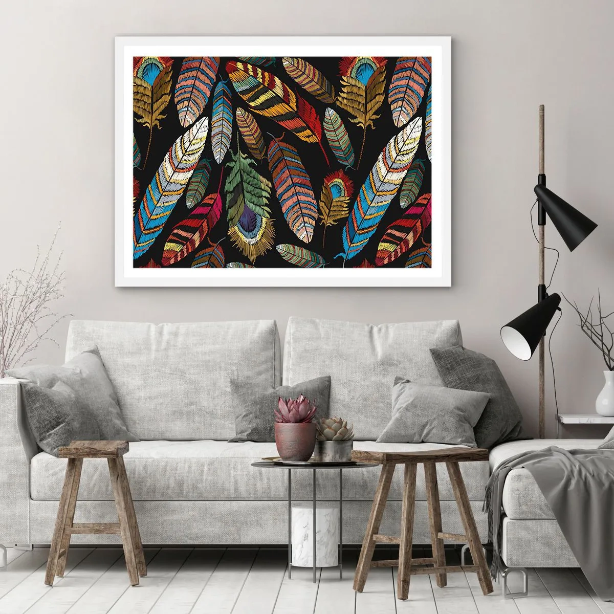 Póster en marco blanco - Carnaval de las aves - 50x40 cm