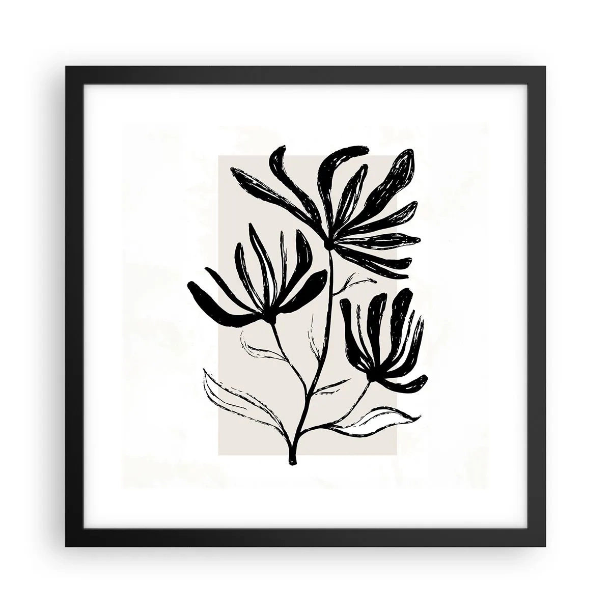 Póster en marco negro - Esbozo para un herbario - 40x40 cm