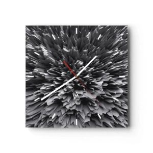 Reloj de pared - Reloj de vidrio - Estructura abstracta en tonos de gris - 30x30cm - No puede ser más afilado - Decoración de pared moderna para salón y dormitorio ARTTOR