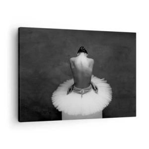 Cuadro sobre lienzo - Impresión de Imagen - Una bailarina de ballet en una pose clásica sobre un fondo oscuro. - 70x50cm - Rodeada de pétalos - Decoración de pared moderna para salón y dormitorio ARTTOR