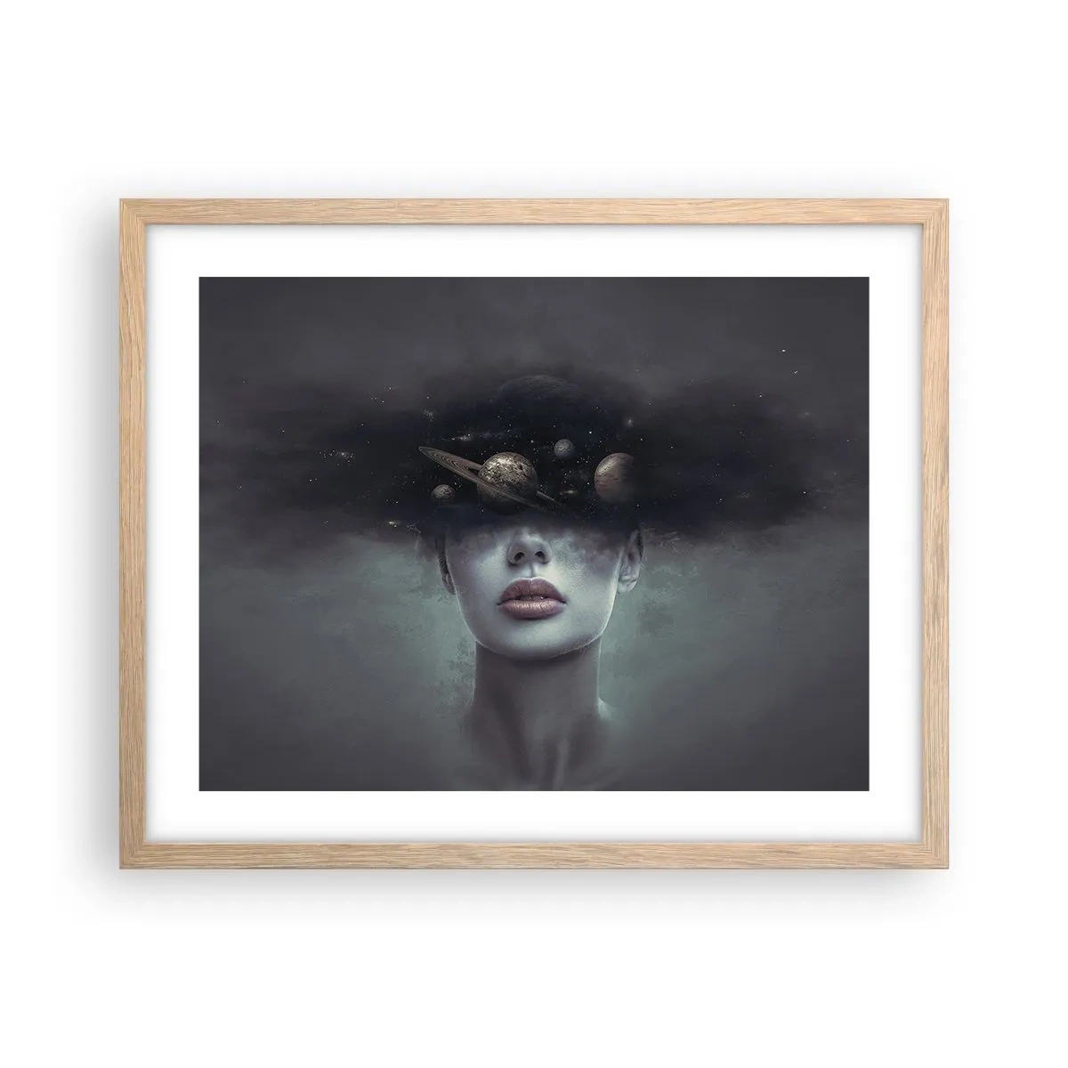 Póster en marco roble claro - Y los planetas sienten... - 50x40 cm