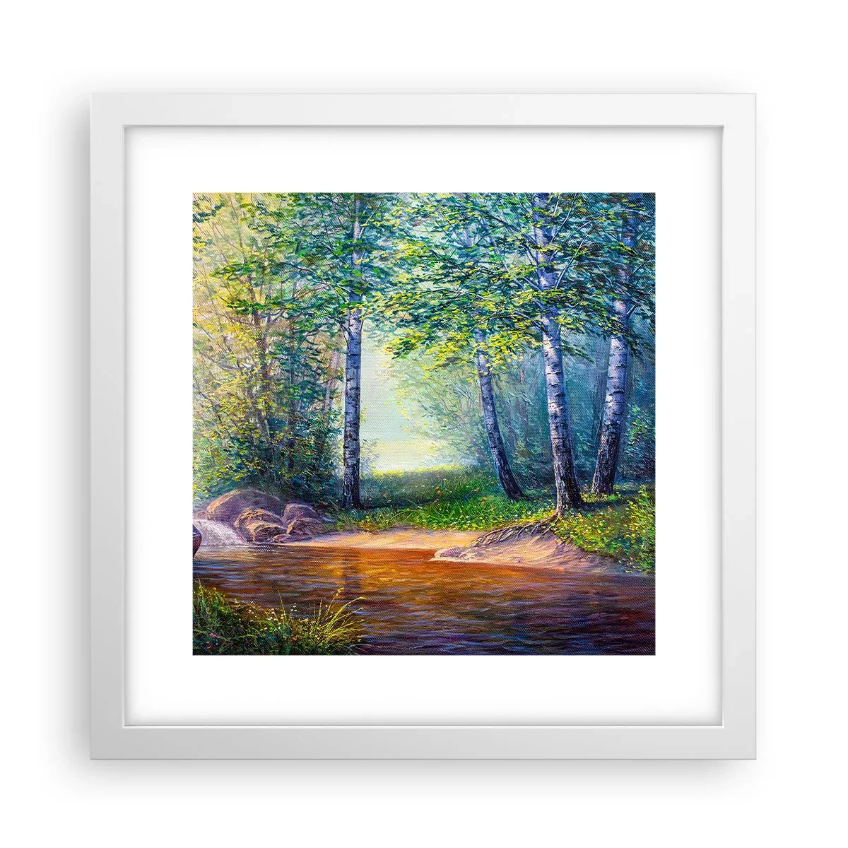 Póster en marco blanco - Paisaje idílico - 30x30 cm