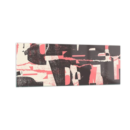 Cuadro sobre vidrio - Impresiones sobre Vidrio - Una composición abstracta en tonos rosa y marrón. - 140x50cm - Todo el ajetreo - Decoración de pared moderna para salón y dormitorio ARTTOR