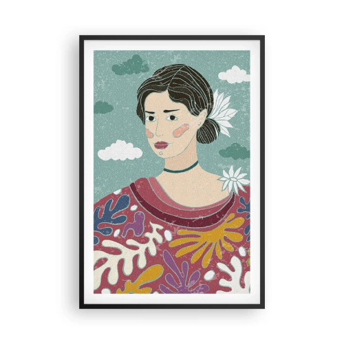 Póster en marco negro - Con melancolía en la mirada - 61x91 cm