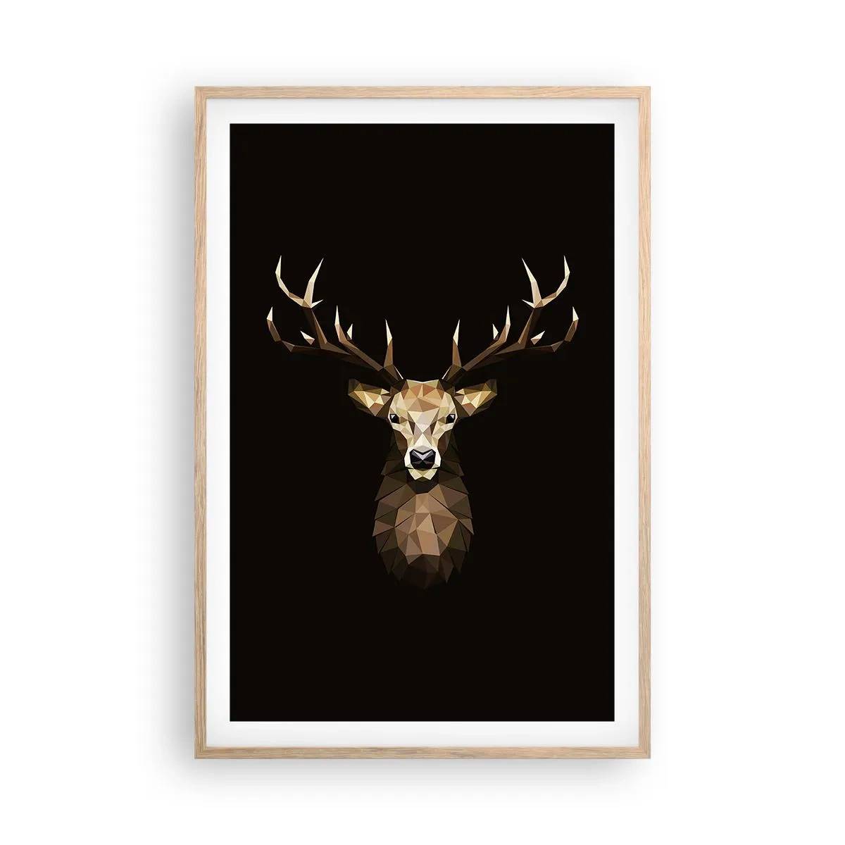 Póster en marco roble claro - Ciervo cubista - 61x91 cm