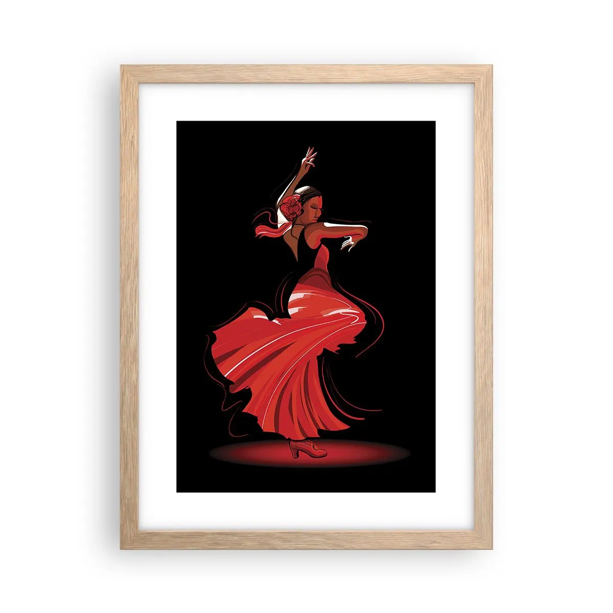 Póster en marco roble claro - El espíritu ardiente del flamenco - 30x40 cm
