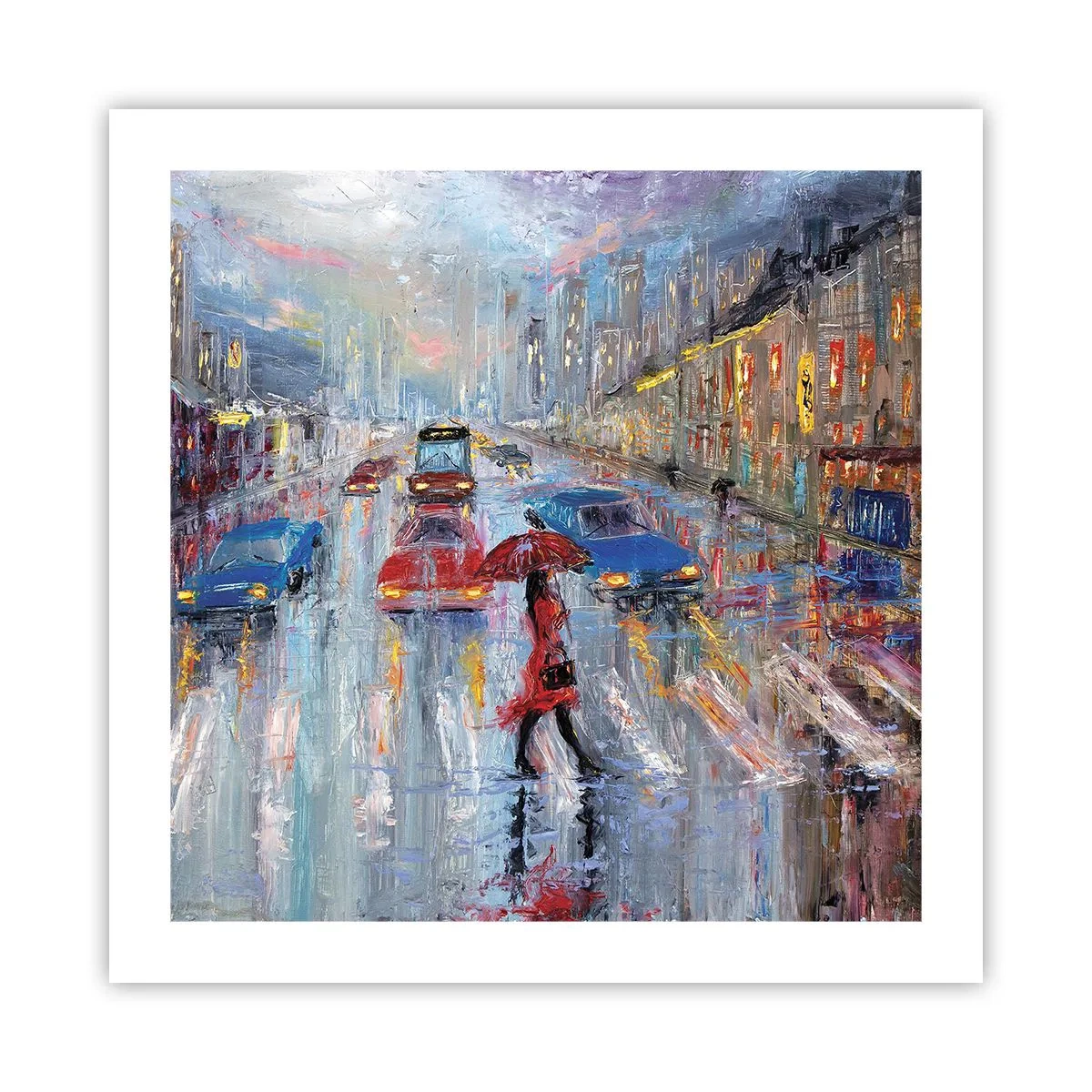 Póster - Una tarde de lluvia en la ciudad - 50x50 cm