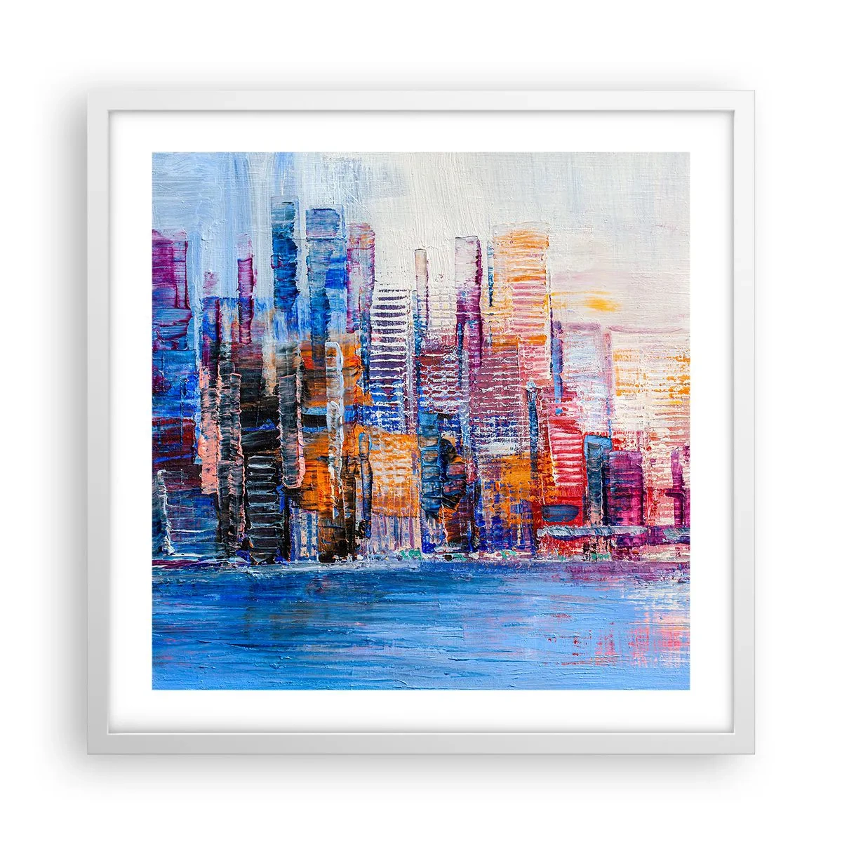 Póster en marco blanco - Una metrópoli alegre - 50x50 cm