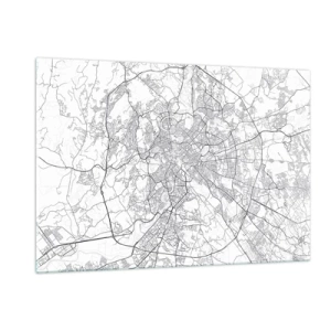 Cuadro sobre vidrio - Impresiones sobre Vidrio - Mapa de Roma con un claro trazado circular de carreteras - 120x80cm - El círculo romano - Decoración de pared moderna para salón y dormitorio ARTTOR