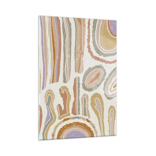 Cuadro sobre vidrio - Impresiones sobre Vidrio - Formas abstractas coloridas que se asemejan a secciones transversales de minerales - 50x70cm - Cortes transversales llenos de color - Decoración de pared moderna para salón y dormitorio ARTTOR