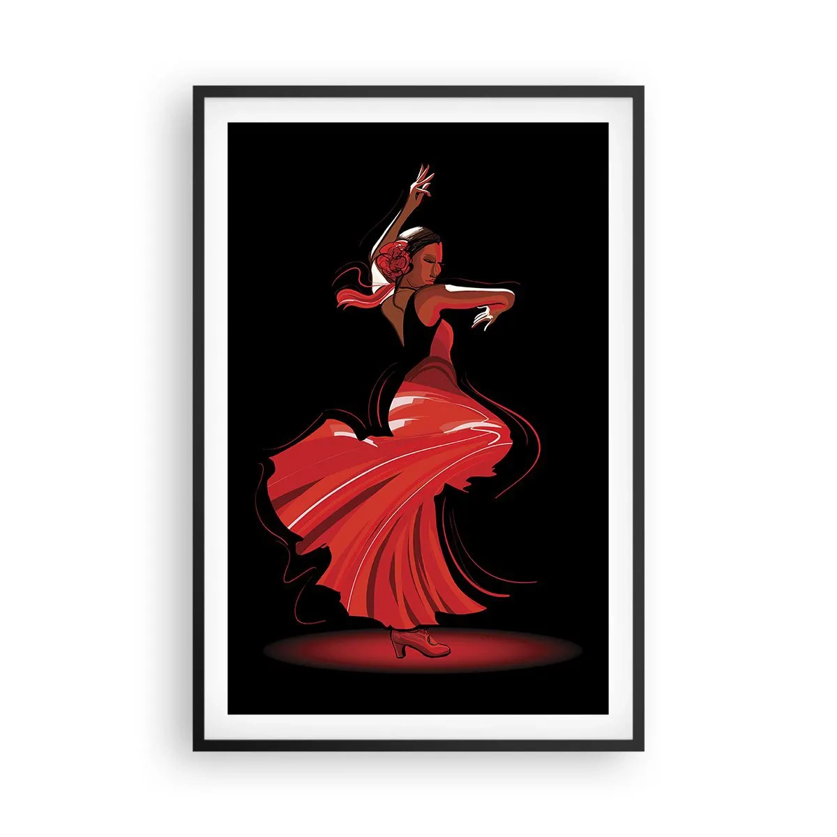 Póster en marco negro - El espíritu ardiente del flamenco - 61x91 cm