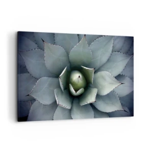 Cuadro sobre lienzo - Impresión de Imagen - Primer plano de una roseta de agave en delicados tonos verdes. - 120x80cm - Perfección natural - Decoración de pared moderna para salón y dormitorio ARTTOR