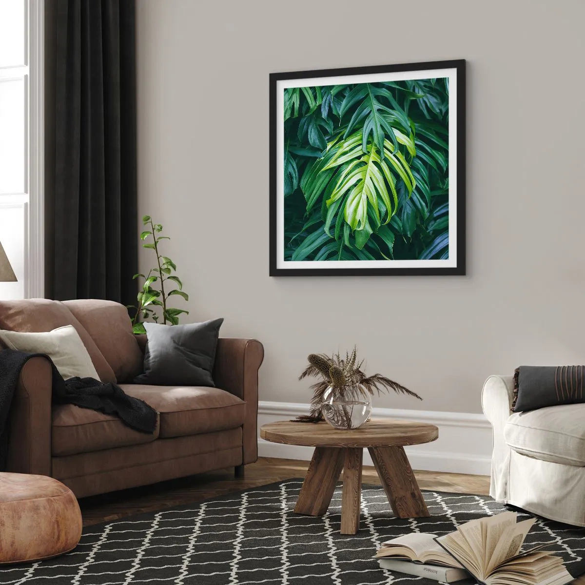 Póster en marco negro - Sumérjase en la frescura - 60x60 cm