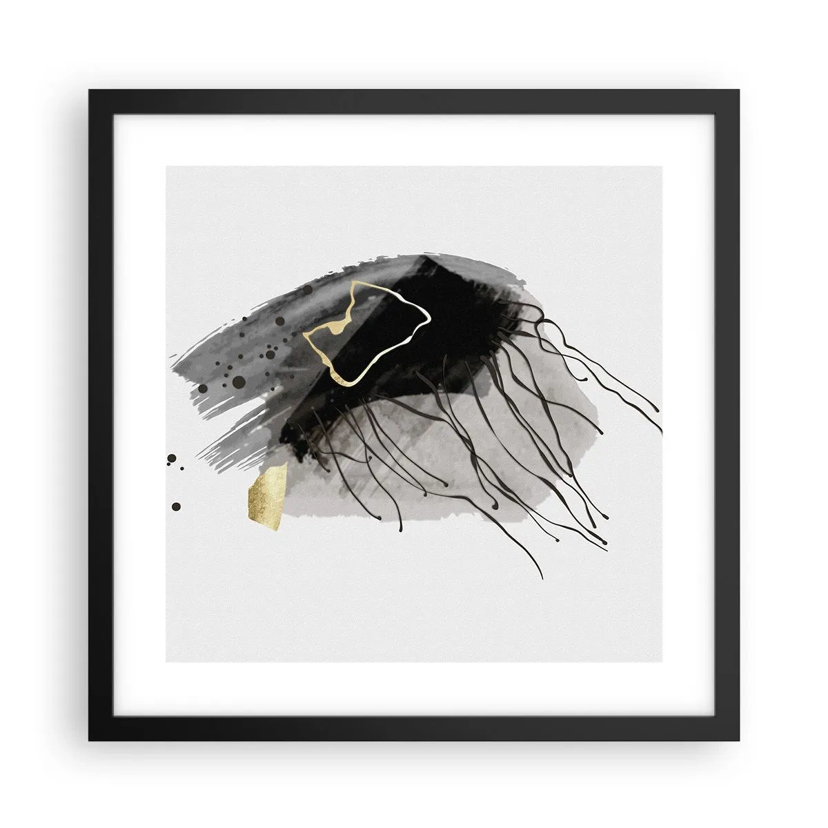 Póster en marco negro - En negro y dorado - 40x40 cm