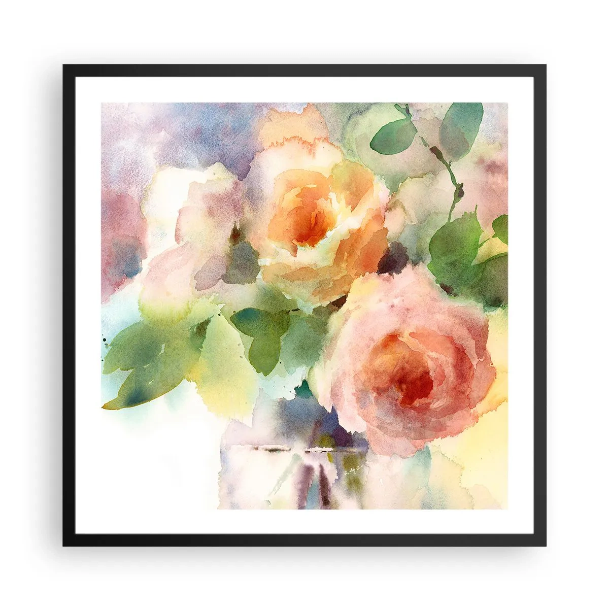 Póster en marco negro - Delicado como una acuarela - 60x60 cm