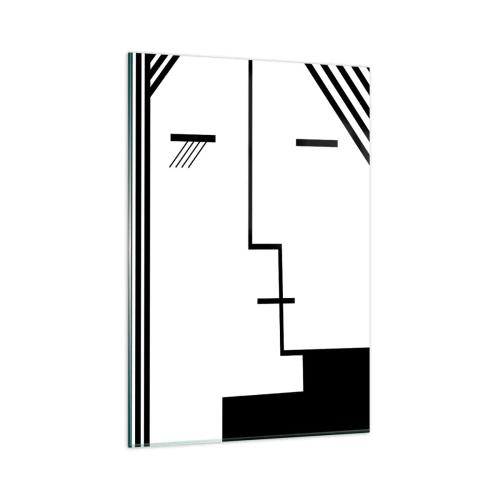 Cuadro sobre vidrio - Impresiones sobre Vidrio - Abstracción geométrica de un beso en blanco y negro. - 80x120cm - Solo un beso - Decoración de pared moderna para salón y dormitorio ARTTOR