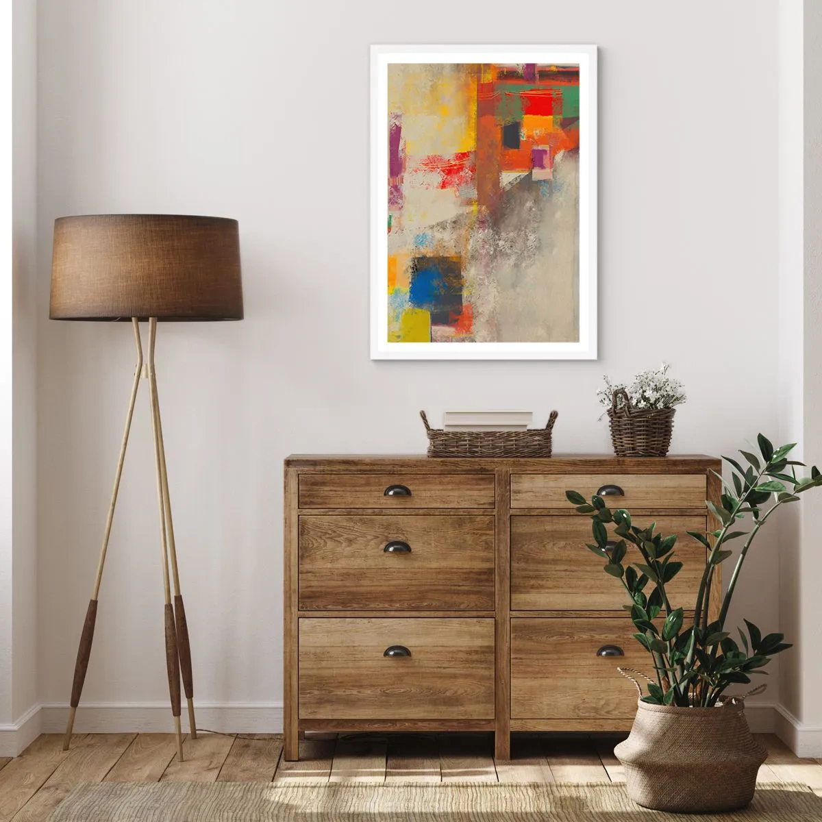 Póster en marco blanco - Geometría de color - 50x70 cm