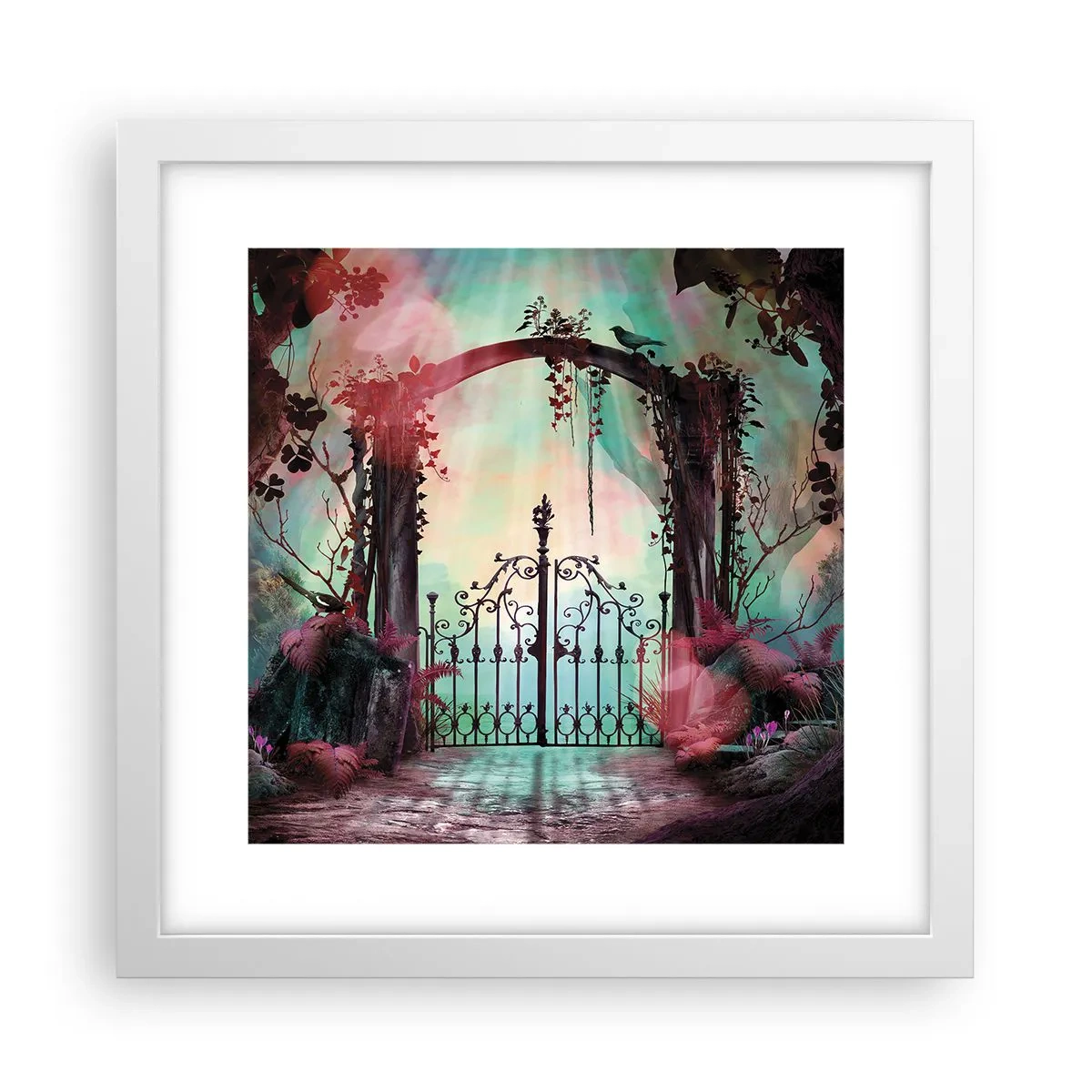 Póster en marco blanco - Jardín secreto - 30x30 cm