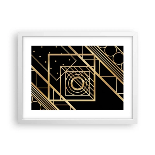 Póster en marco blanco - Geometría dorada - 40x30 cm