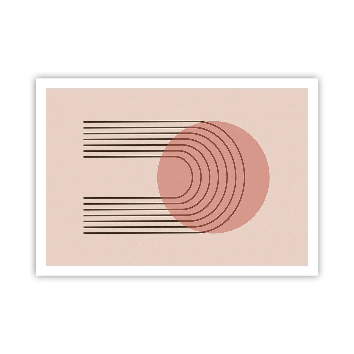 Póster - Motivo abstracto con círculo rosa y líneas. - 100x70cm - Atracción irresistible - Decoración de pared moderna para salón y dormitorio ARTTOR
